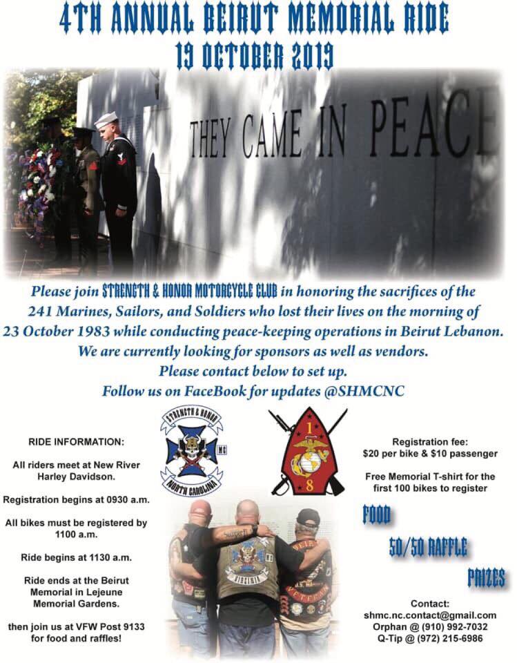 4th Annual Beirut Memorial Ride Oct. 19